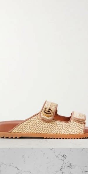 raffia gucci slides|moritz grosgrain trimmed raffia sandals.